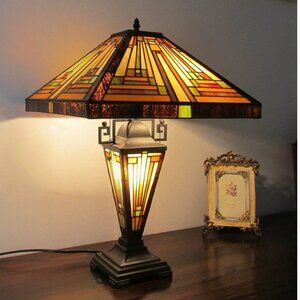 Tiffany Style Mission Design 3-light Blackish Bronze Table Lamp
